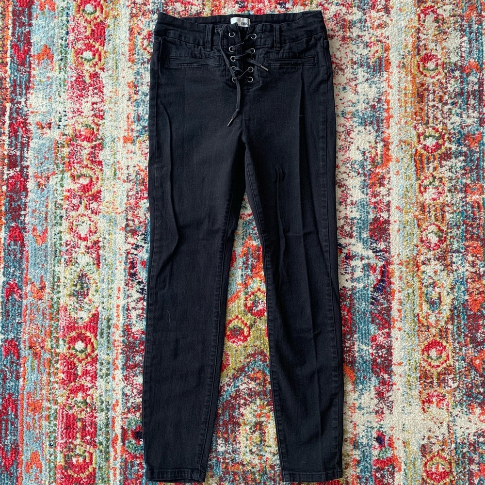Amuse Society high rise lace up black skinny jeans